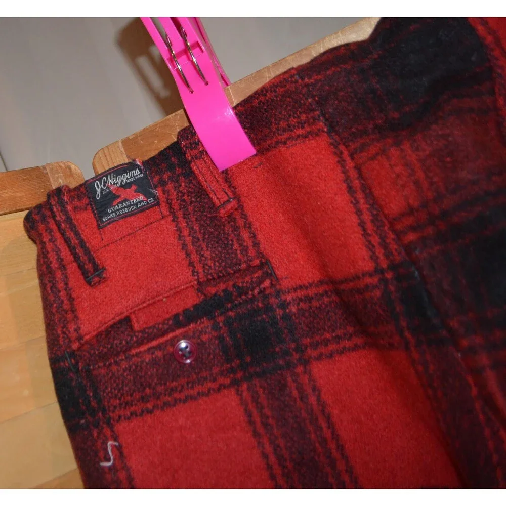Vintage Pants Wool 1940s 1950s Hunters Plaid